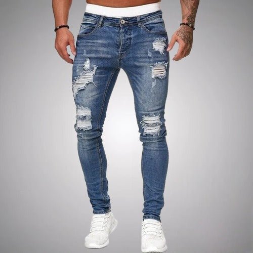 Men's Everyday Cotton Blend Stretch Distressed Jeans - Blue
