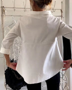 Women's Boat-Neck Blouse – Relaxed Three-Quarter Sleeve Top