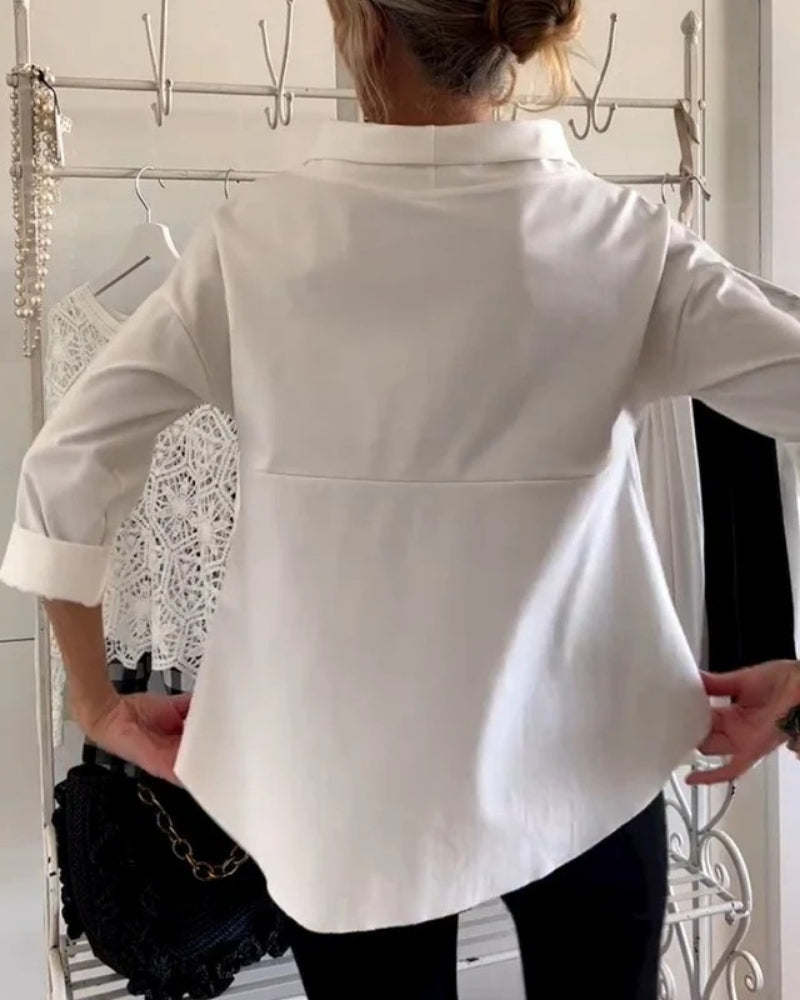Women's Boat-Neck Blouse – Relaxed Three-Quarter Sleeve Top