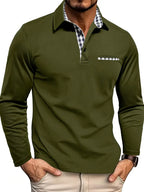 Men's Long Sleeve Polo Shirt Comfortable Cotton Blend Smart