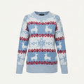 Women's Snowflake and Reindeer Fair Isle Winter Sweater - Light Blue