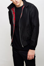 Men's Harrington Jacket Tartan Lined Zip Up Casual Outerwear