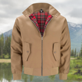 Men's Harrington Jacket Tartan Lined Zip Up Casual Outerwear