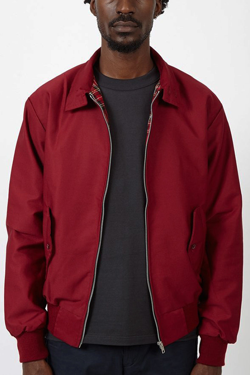 Men's Harrington Jacket Tartan Lined Zip Up Casual Outerwear
