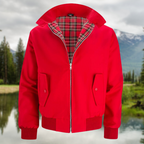 Men's Harrington Jacket Tartan Lined Zip Up Casual Outerwear