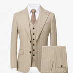 Men's Pinstripe Three Piece Suit Tailored Wedding and Formal