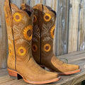 Women's Wide Calf Western Boots with Stacked Heel – Khaki