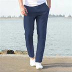 Men's Lightweight Linen Trousers Relaxed Summer Pants for Holidays
