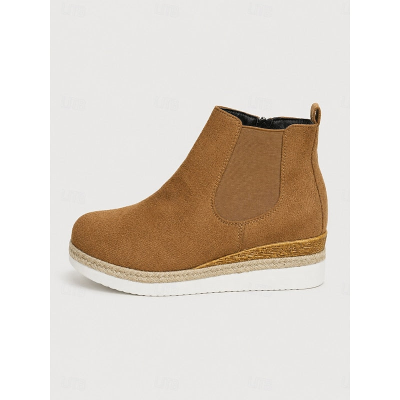 Women's Easy-Zip Low Wedge Booties with Stretch Sides