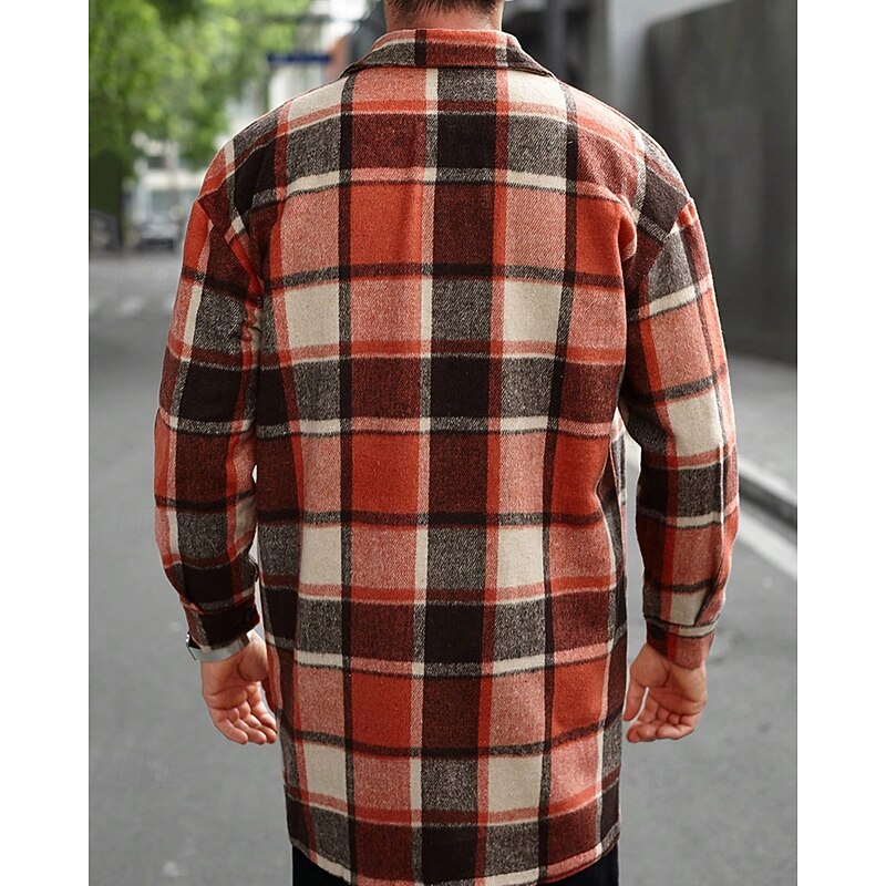 Women's Plaid Button-Up Shacket with Utility Pockets