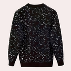 Men's Printed Knit Sweater with Crew Neck Ribbed Trims