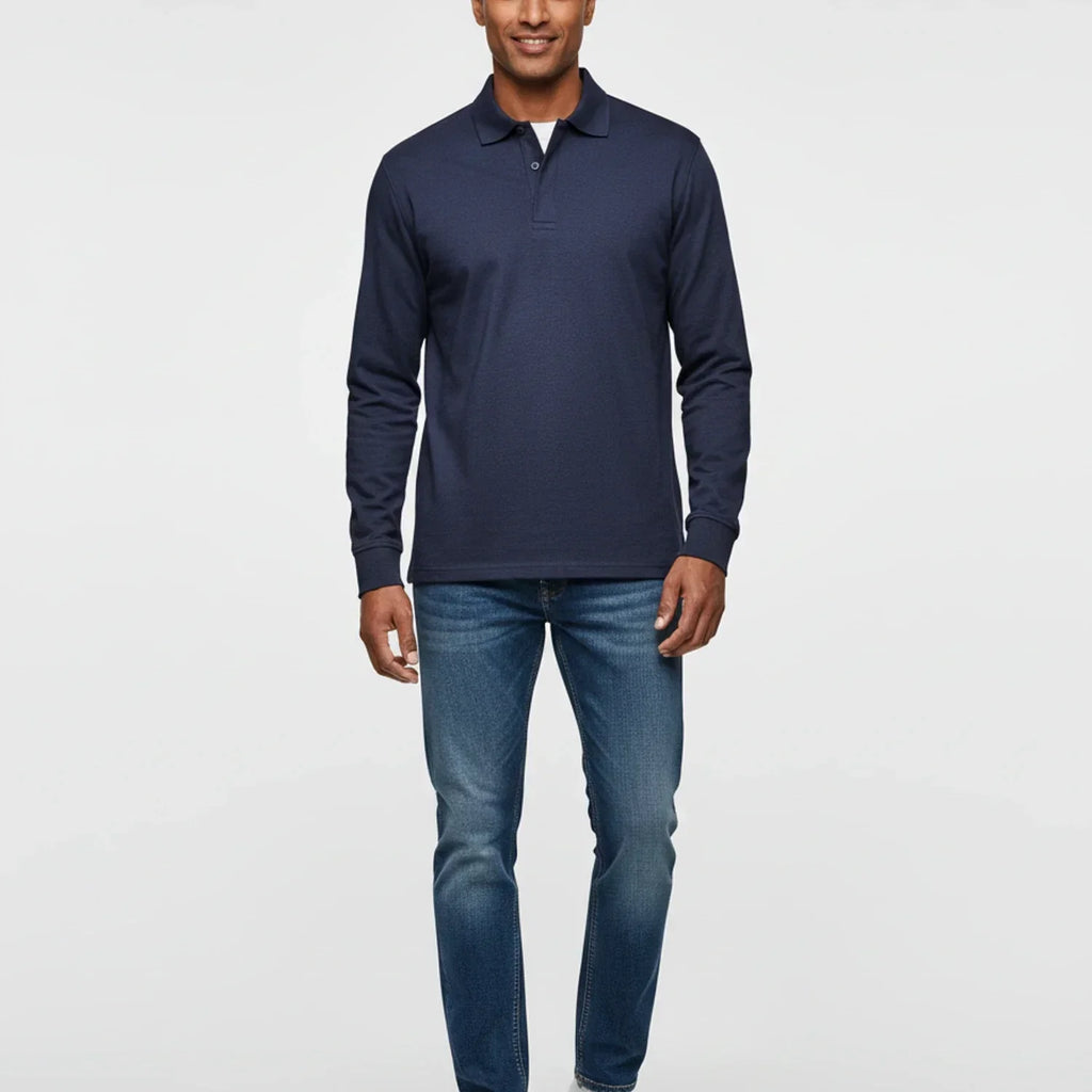 Men's Smart Casual Polo Shirt Long Sleeve Collared Top