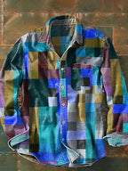 Men's Printed Long Sleeve Shirt Relaxed Casual Button Up