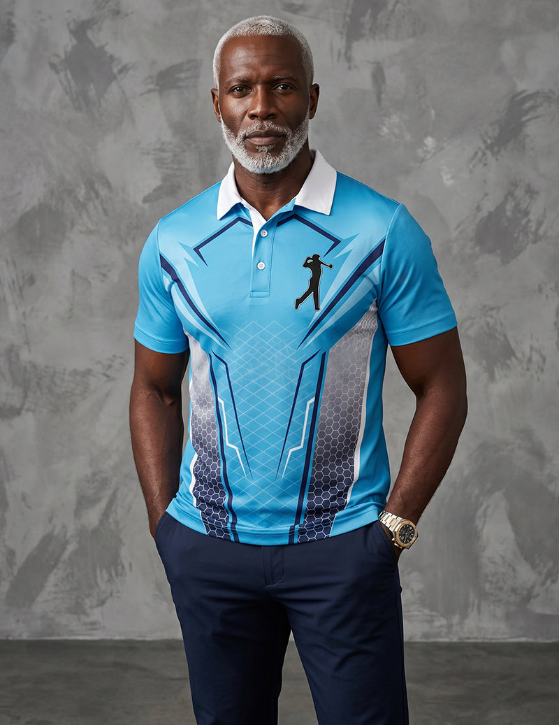 Men's Printed Golf Polo Shirt With Contrast Collar