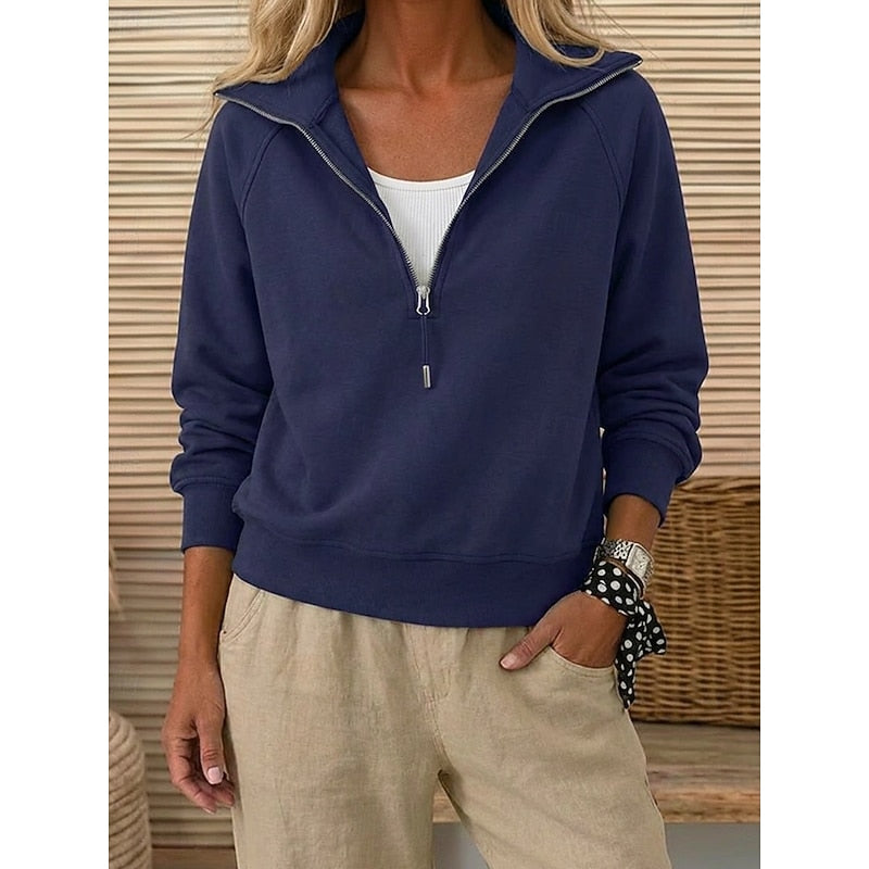 Women's Easy Everyday Quarter-Zip Sweater - Dark Blue