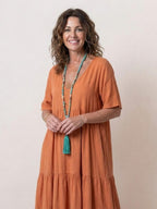 Women's Boho V Neck Tiered Maxi Dress