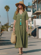 Women's Boho V Neck Tiered Maxi Dress