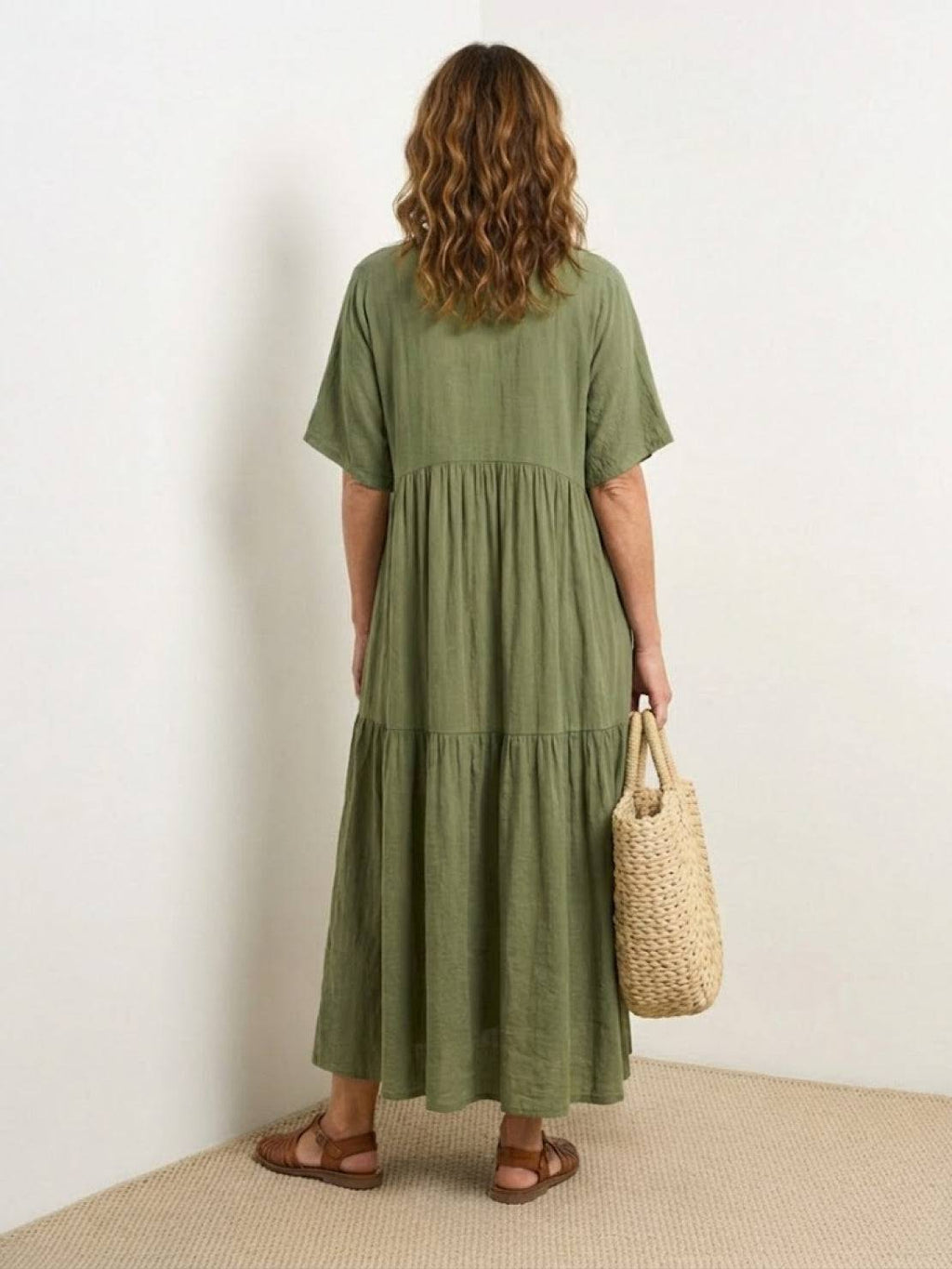 Women's Boho V Neck Tiered Maxi Dress