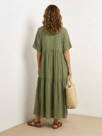 Women's Boho V Neck Tiered Maxi Dress