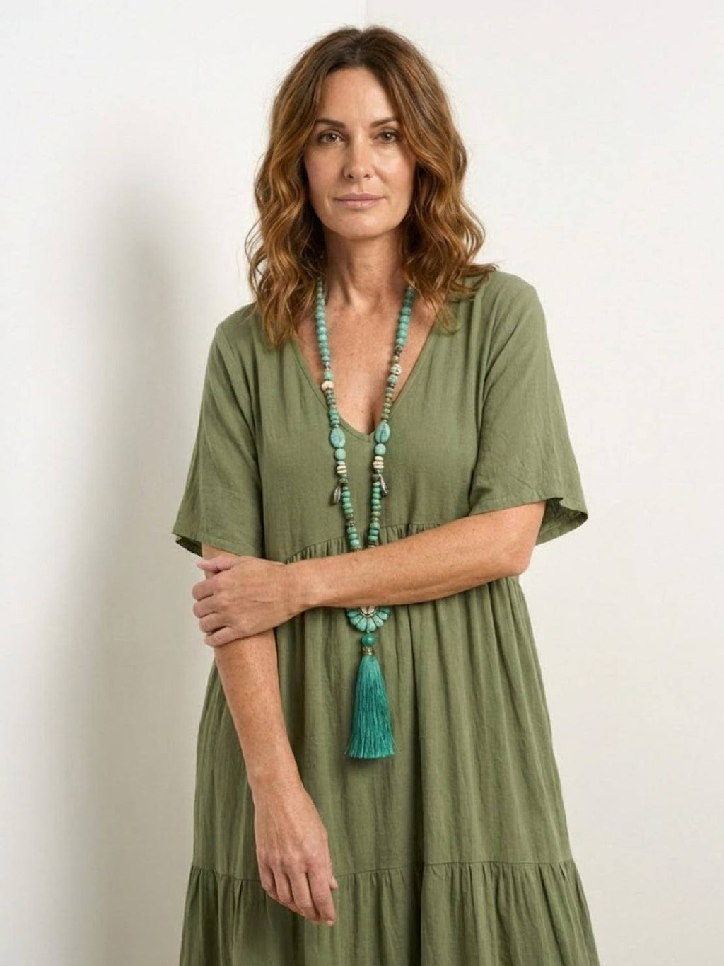Women's Boho V Neck Tiered Maxi Dress