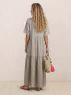 Women's Boho V Neck Tiered Maxi Dress