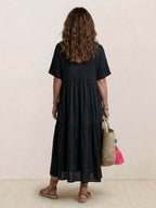 Women's Boho V Neck Tiered Maxi Dress