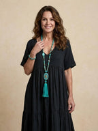 Women's Boho V Neck Tiered Maxi Dress