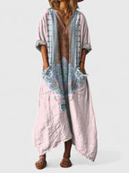 Women's Paisley Print V-Neck Maxi Dress