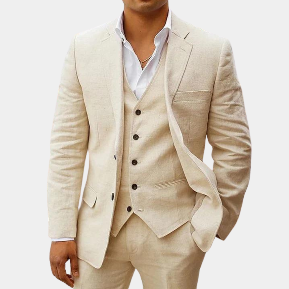 Men's Three Piece Notch Lapel Tailored Wedding Suit