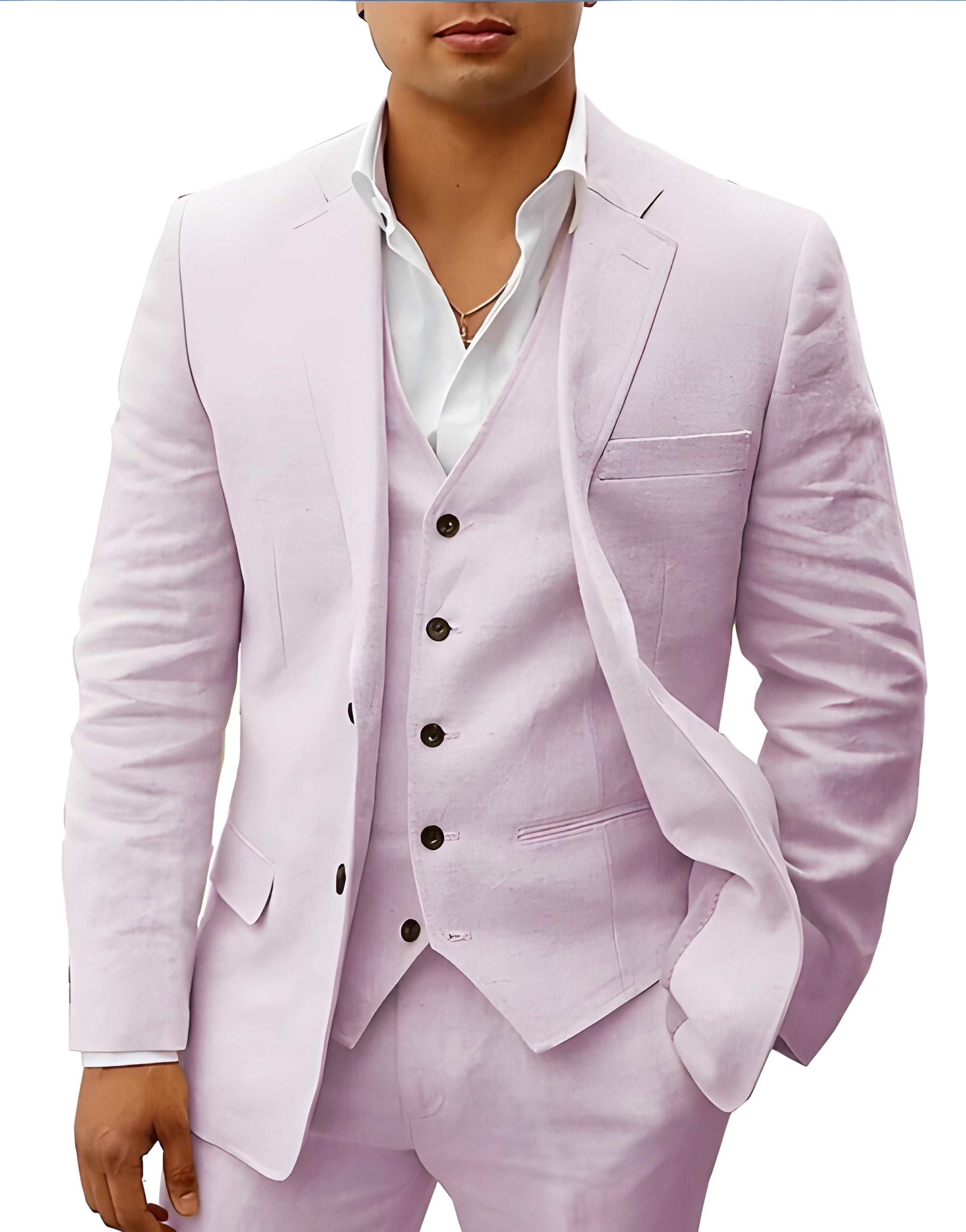 Men's Three Piece Notch Lapel Tailored Wedding Suit