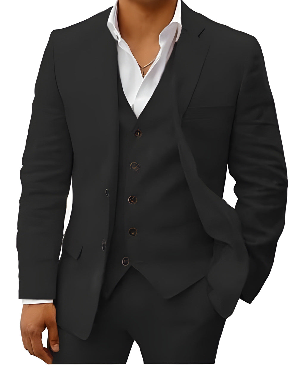Men's Three Piece Notch Lapel Tailored Wedding Suit