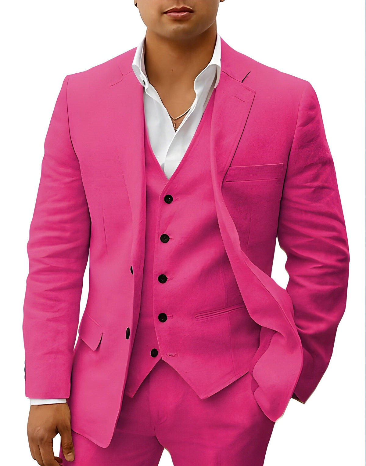 Men's Three Piece Notch Lapel Tailored Wedding Suit