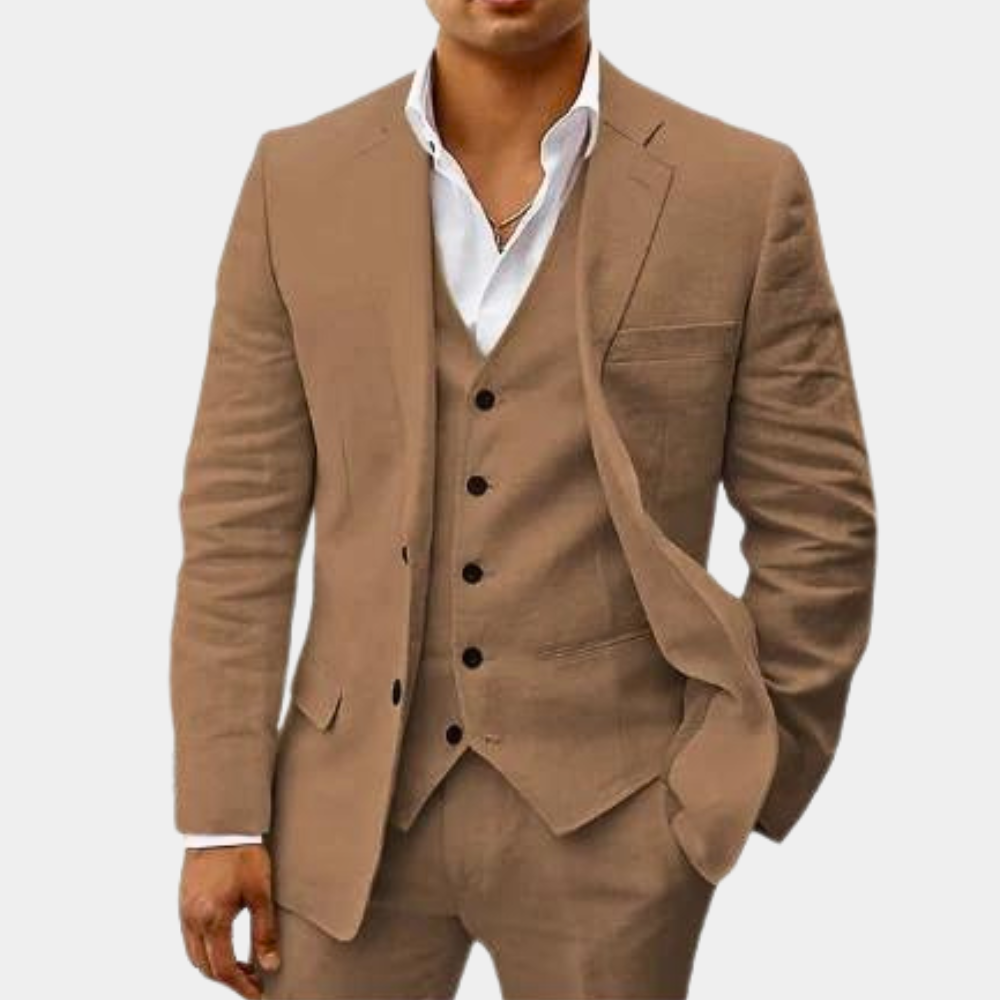 Men's Three Piece Notch Lapel Tailored Wedding Suit