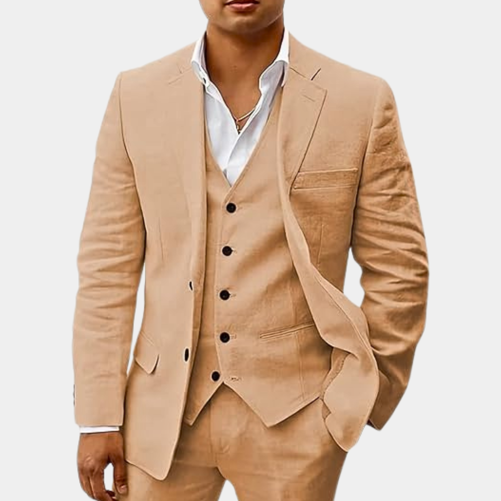 Men's Three Piece Notch Lapel Tailored Wedding Suit