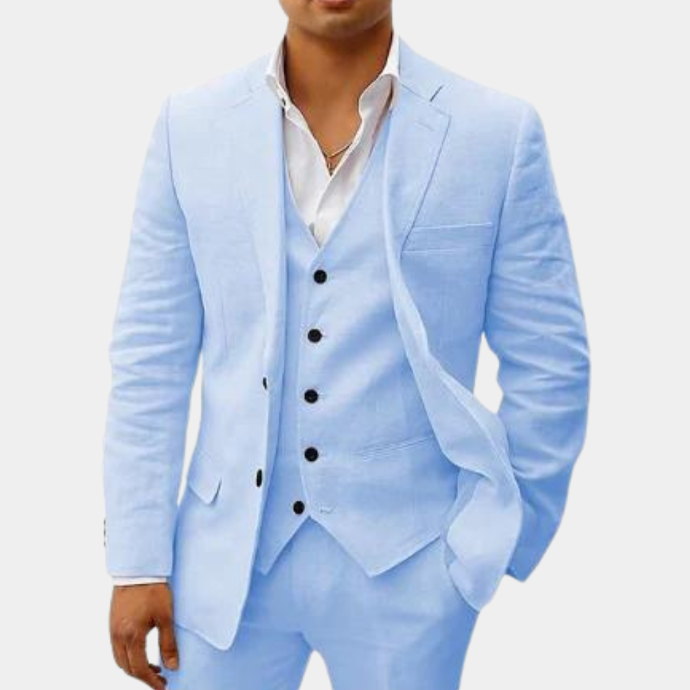 Men's Three Piece Notch Lapel Tailored Wedding Suit