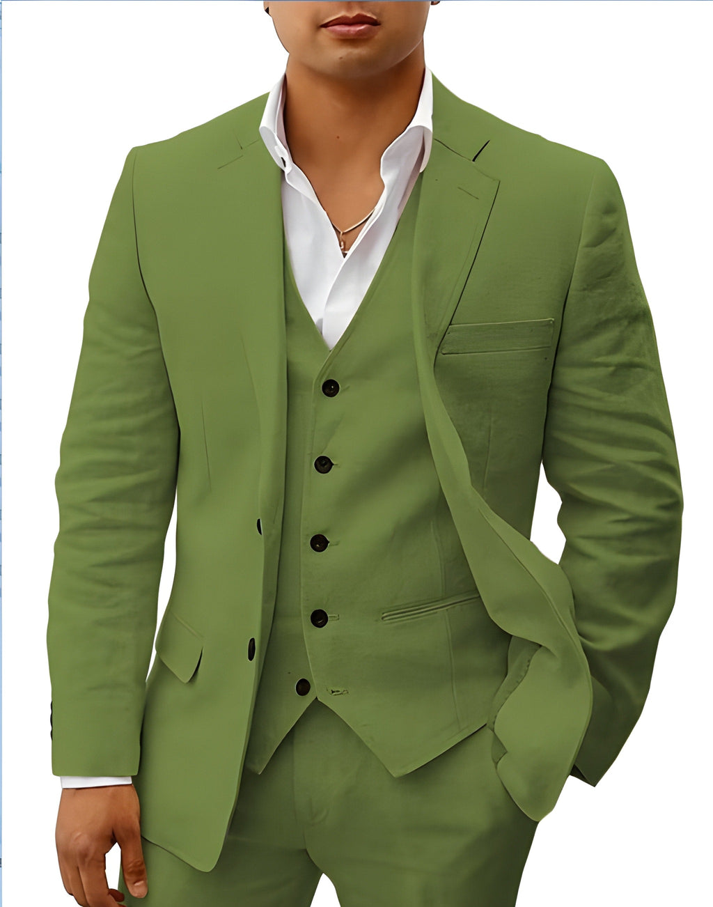 Men's Three Piece Notch Lapel Tailored Wedding Suit