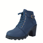 Women's Lace-Up Ankle Boot with Block Heel