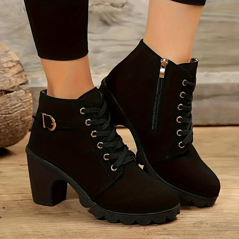 Women's Lace-Up Ankle Boot with Block Heel