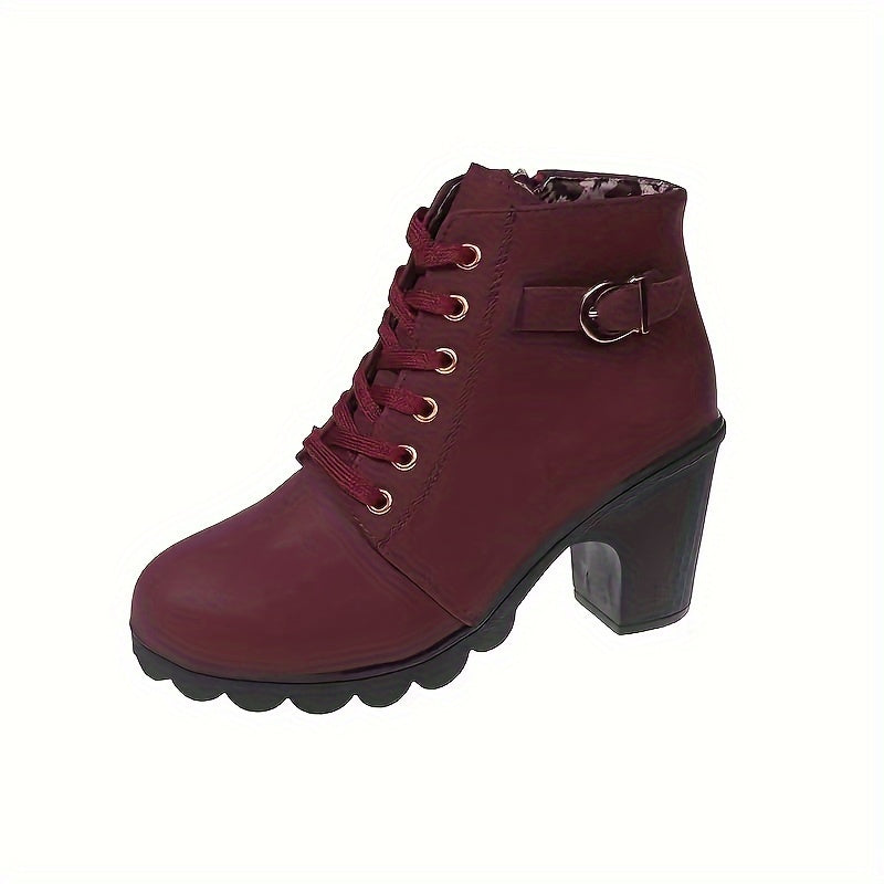 Women's Lace-Up Ankle Boot with Block Heel
