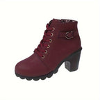 Women's Lace-Up Ankle Boot with Block Heel