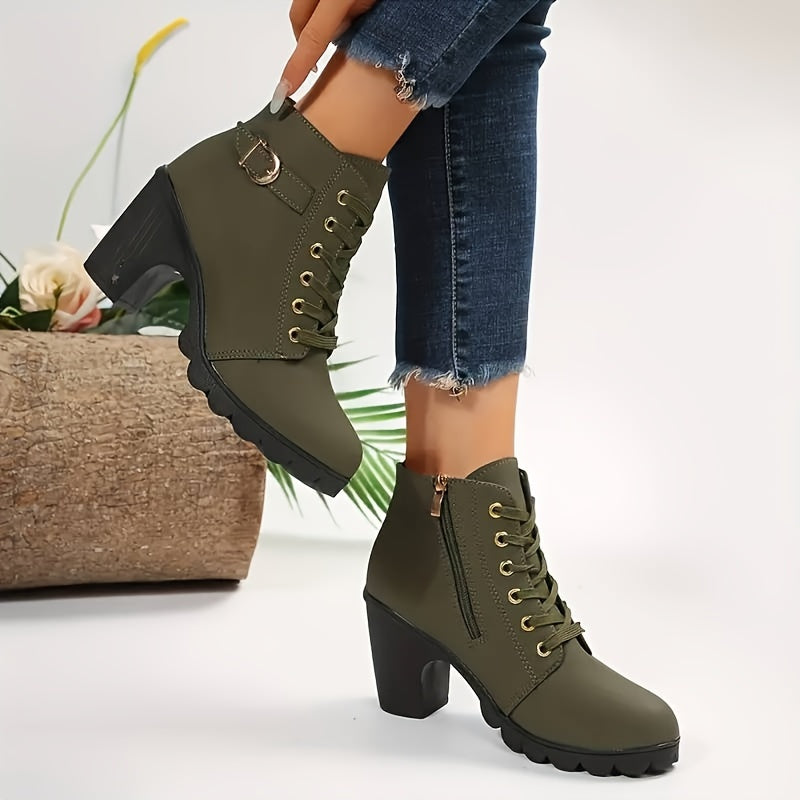 Women's Lace-Up Ankle Boot with Block Heel