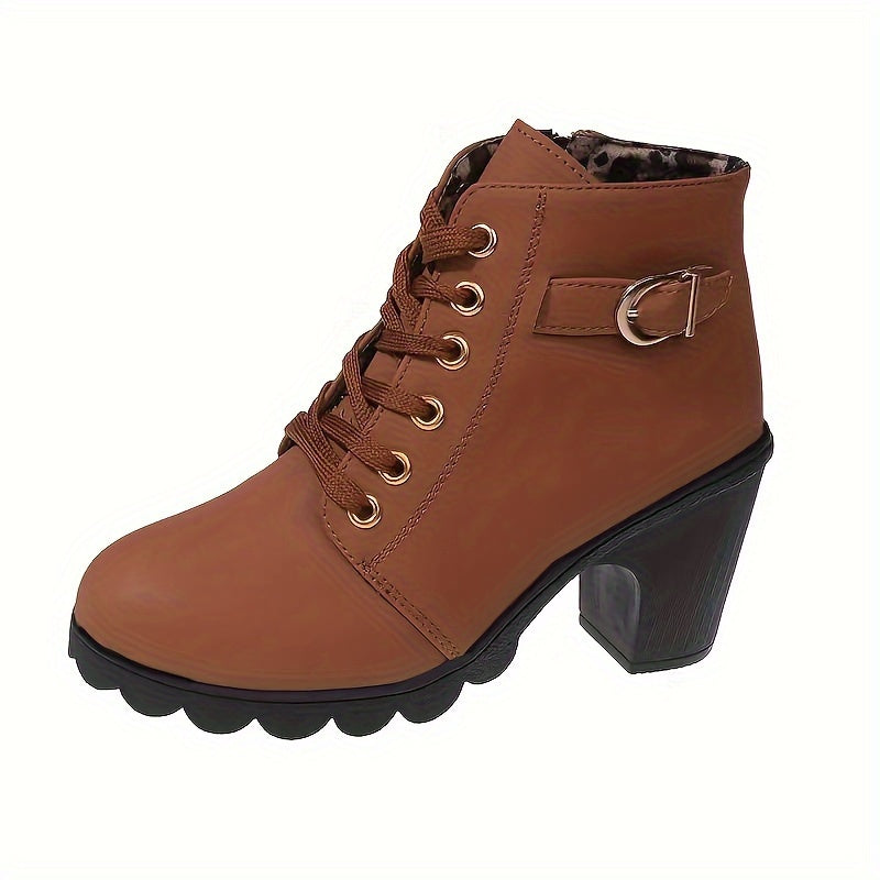Women's Lace-Up Ankle Boot with Block Heel
