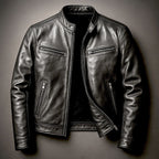 Men's Vintage Leather Biker Jacket Distressed Moto Style