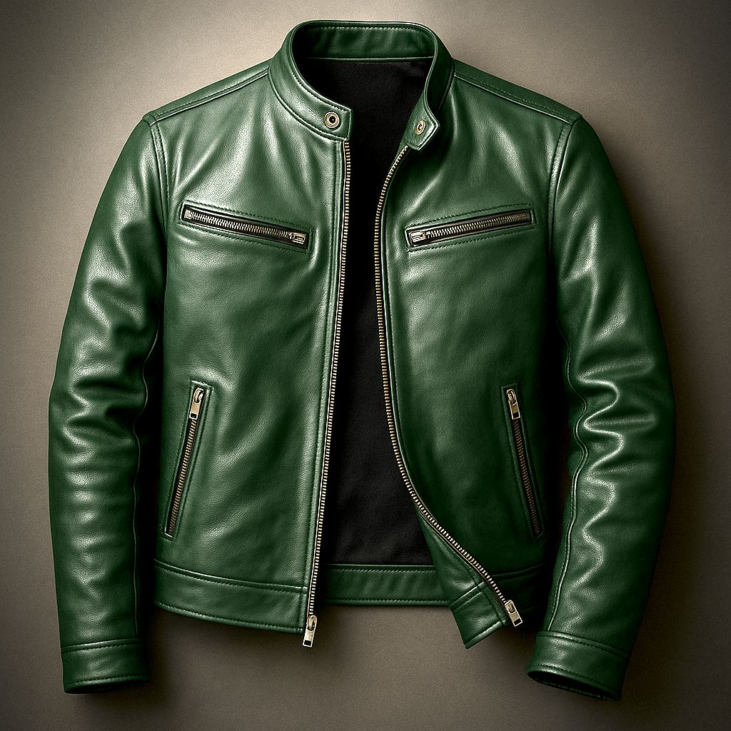 Men's Vintage Leather Biker Jacket Distressed Moto Style