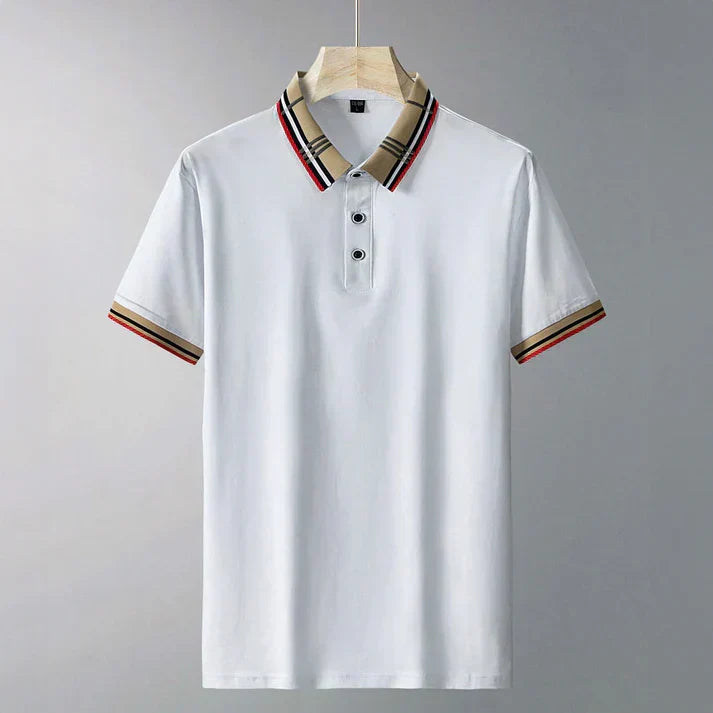 Men's Contrast Collar Polo Shirt Refined Smart Casual Style