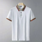 Men's Contrast Collar Polo Shirt Refined Smart Casual Style