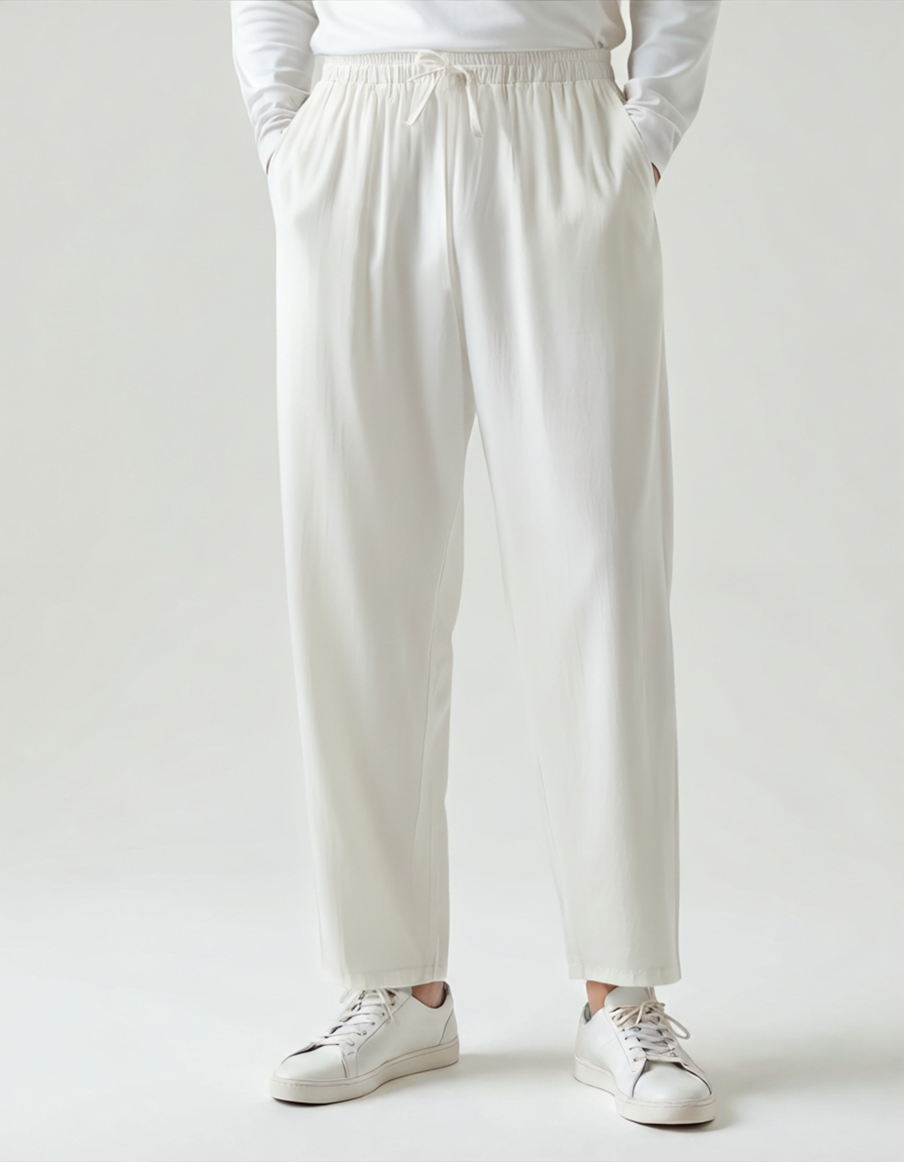 Men's Relaxed Linen Drawstring Trousers Everyday Comfort Pants