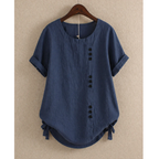 Women's Cotton Button Blouse – Relaxed Short-Sleeve Summer