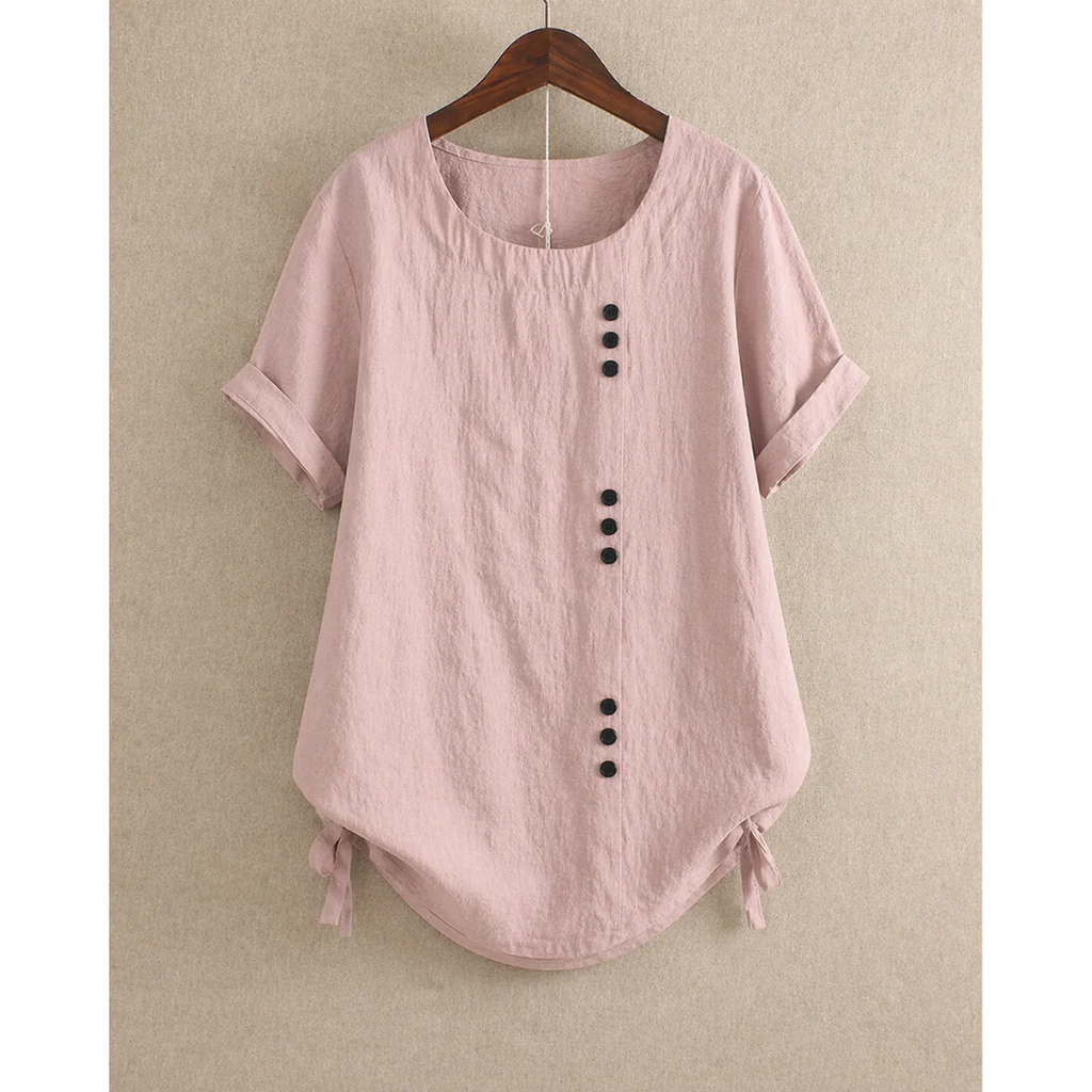 Women's Cotton Button Blouse – Relaxed Short-Sleeve Summer