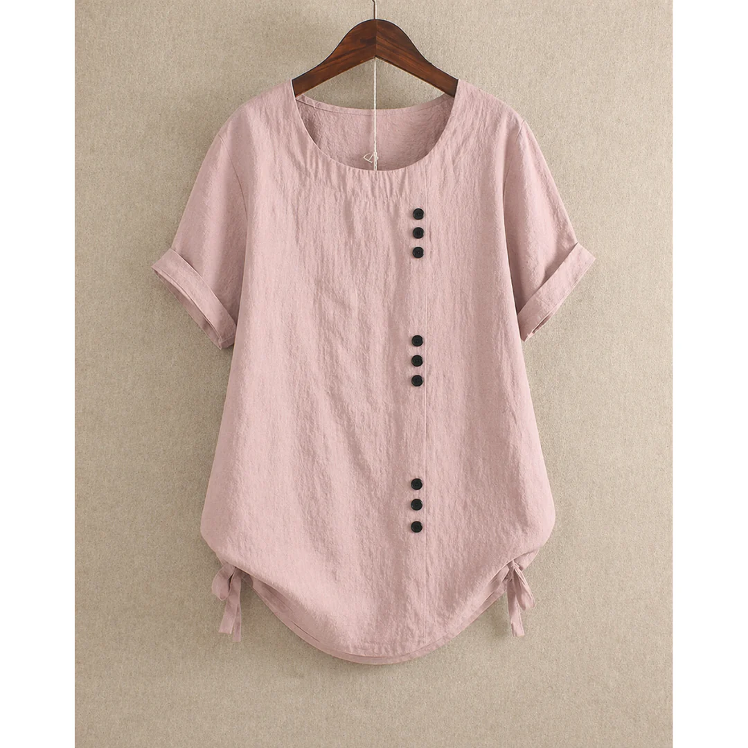 Women's Cotton Button Blouse – Relaxed Short-Sleeve Summer